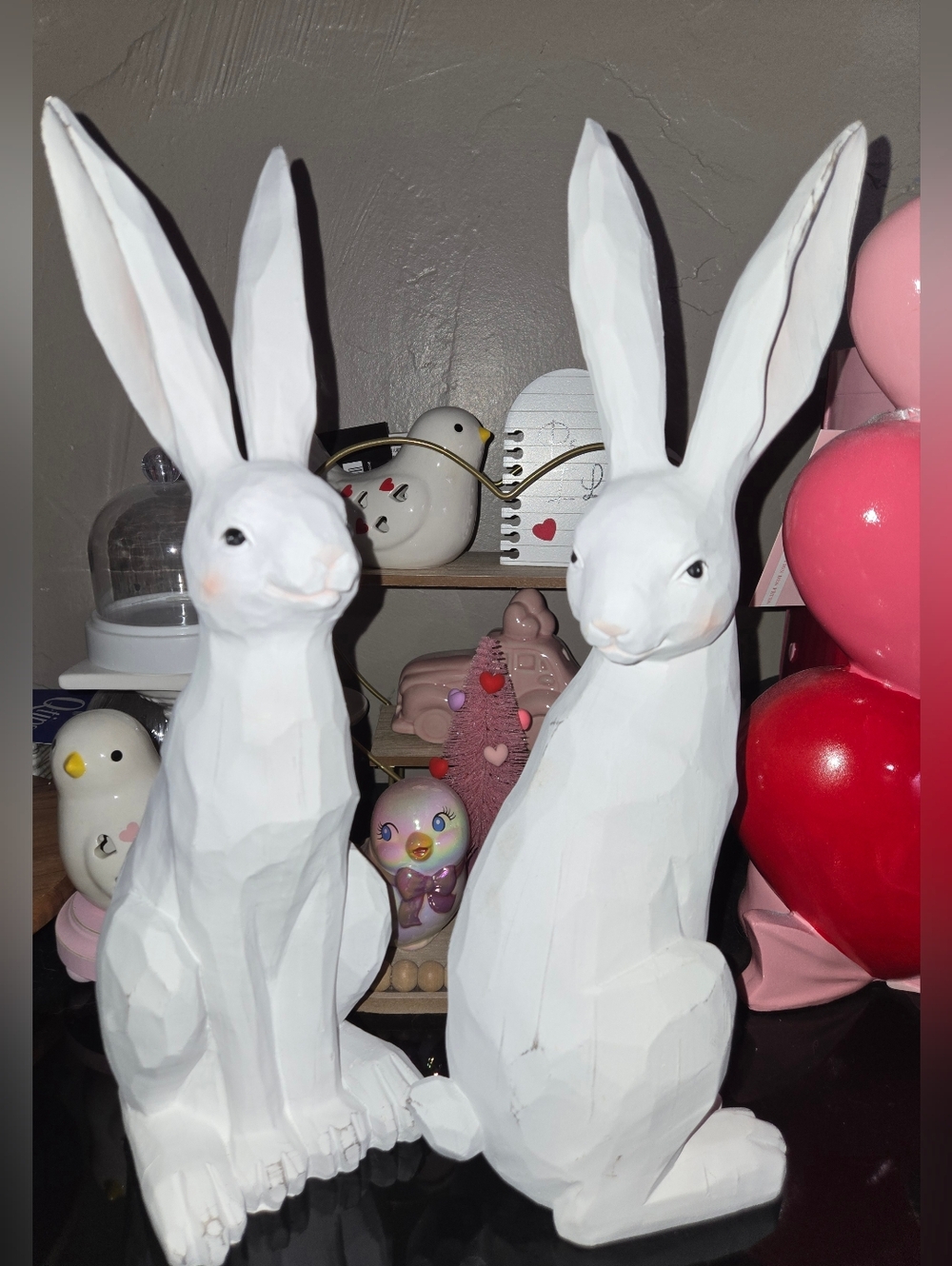 2 White Easter Bunnies